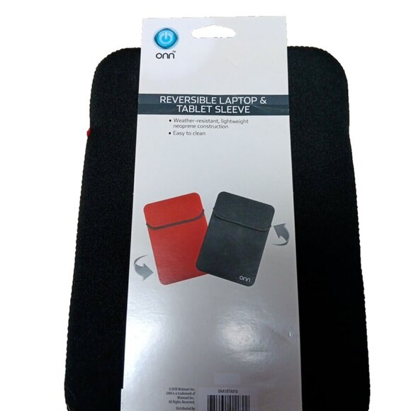 ONN 10.2" Reversible Neoprene Laptop and Tablet Sleeve. Red/Black - Picture 6 of 6